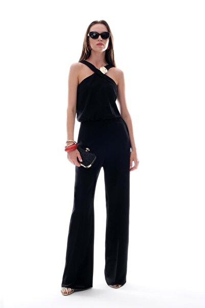 EXPLOSION Askılı Gold Aksesuarlı Beli Lastikli Tulum