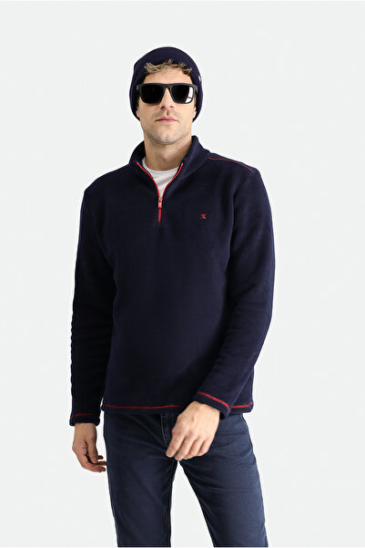 Kiğılı Half Zippered Embroidered Fleece Sweatshirt