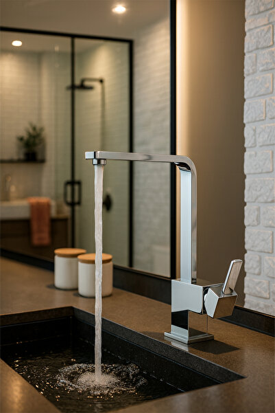 KUSTAR Short Chrome Luxury Corner Mix Open Close Bathroom Sink Faucet