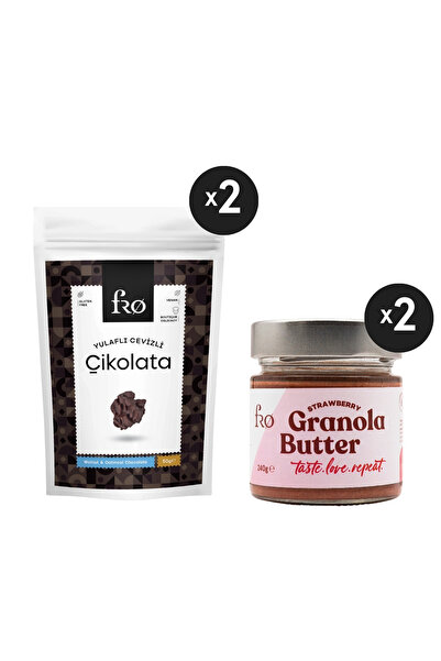 FRO 4'lü 2xgranola Butter Çilekli 2 x Yulaflı Cevizli Çikolata Sağlıklı Atışt...
