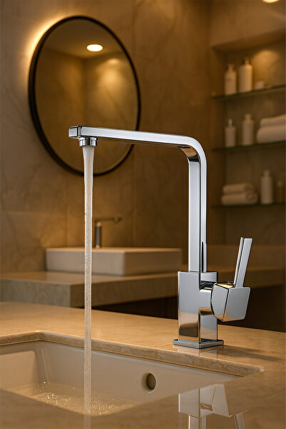 KUSTAR Short Chrome Luxury Corner Mix Open Close Bathroom Sink Faucet