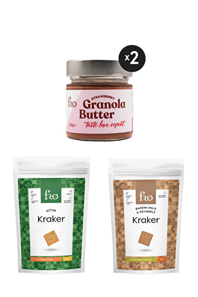4’lü Granola Butter Çilekli 2xkıtır Kraker,Badem Unlu Peynirli Kraker Paketi Sağlıklı Atıştırmalık