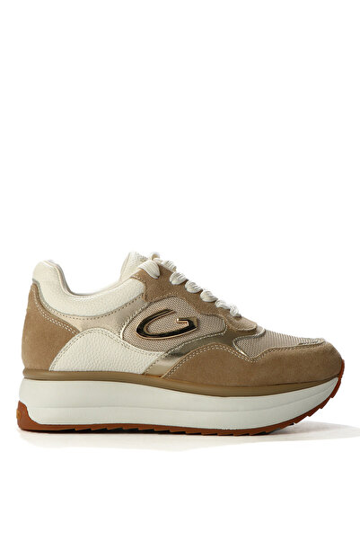 ALBERTO GUARDIANI Women's Beige Louise Thick Sole Lace-Up Leather Sneaker G03G100026