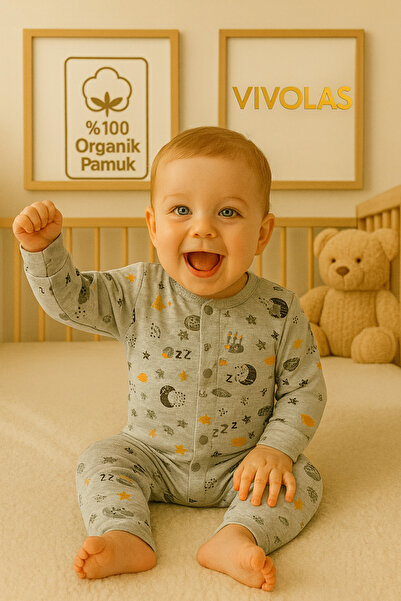 Vivolas 100% Organic Cotton Baby Sleeping Bag – Unisex, Gray Patterned 0-6 Months