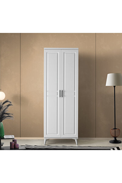 MaceraMobilya 2 Kapaklı Komple Mdf Beyaz Gardırop Genç Odası