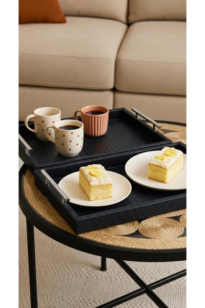 Generic صواني تقديم خشبية فاخرة : الكبير 47×35 سم الصغير 42×30 سم