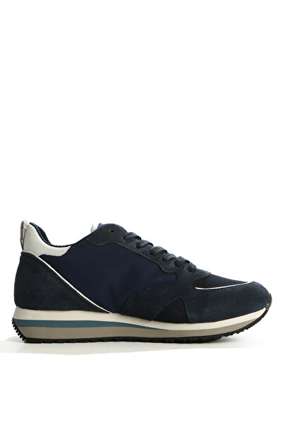 ALBERTO GUARDIANI Navy Blue Suede Leather Sneaker - Thick Sole and Laced G03m 100033