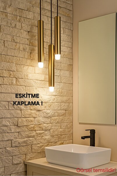 Bozyaka Aydınlatma Sarissa 3'lü Eskitme Kaplama Yuvarlak Sarkıt Modern İç Mekan (Gün Işığı led ampuller dahildir.)