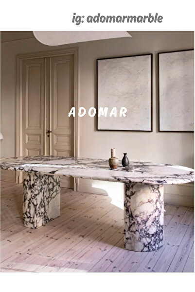 adomarmarblehandmadeandluxury Menekşe Yemek Masası, Gerçek Mermer Masa, Calac...