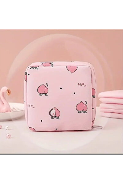 GNY BUJİTERİ Sevimli Şeftali Desenli Çok Amaçlı Ped Çantası, Makyaj Çantası, ...