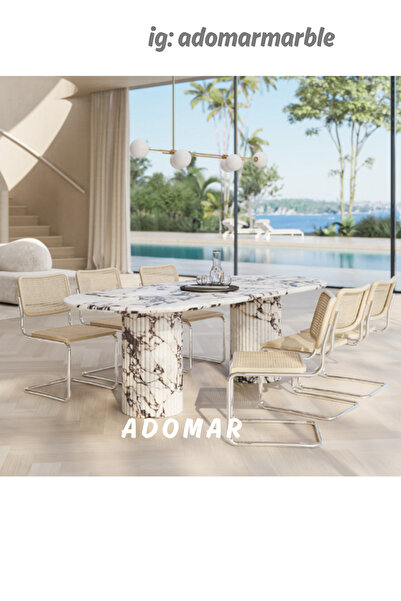 adomarmarblehandmadeandluxury Menekşe Yemek Masası, Gerçek Mermer Masa, Calac...