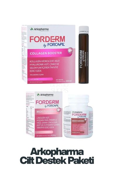 Arkopharma Skin Care Support Package |   Collagen Booster + Forderm by Forcapil ®   Moisturizing 60 Caps - Ds 035
