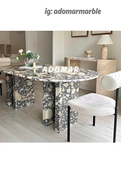 adomarmarblehandmadeandluxury Menekşe Yemek Masası, Gerçek Mermer Masa, Calac...