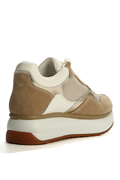 ALBERTO GUARDIANI Women's Beige Louise Thick Sole Lace-Up Leather Sneaker G03G100026
