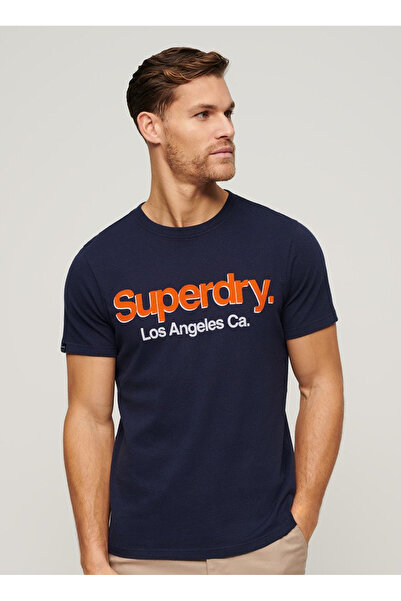 SUPERDRY Bisiklet Yaka Baskılı Lacivert Erkek T-Shirt M1011985A97T_CORE LOGO CLASSIC WASH