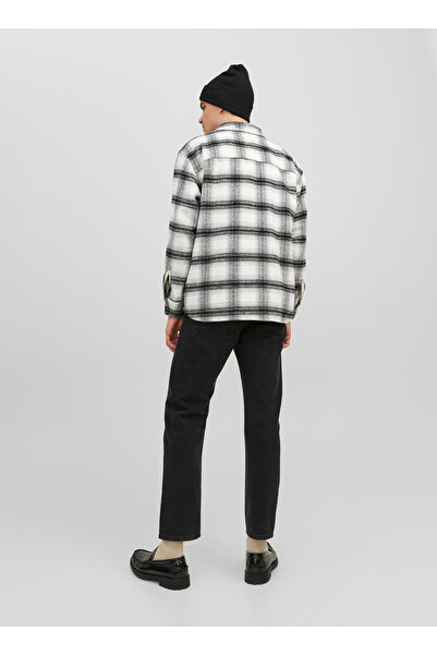 Jack & Jones Relaxed Kırık Beyaz Çizgili Erkek Gömlek JORZAC CHECK OVERSHIRT ...