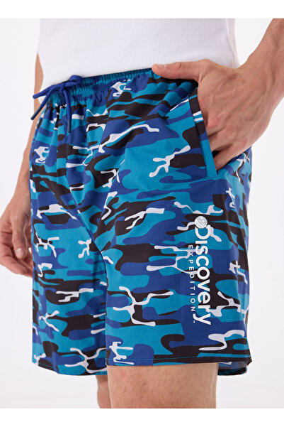 Discovery Expedition Lacivert Erkek Kamuflaj Desenli Şort Mayo D4SM-MY-3822