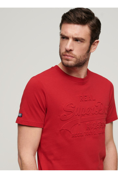 SUPERDRY Bisiklet Yaka Baskılı Kırmızı Erkek T-Shirt M1011908A5OV_EMBOSSED VL T SHIRT