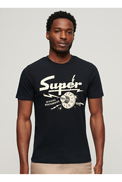 SUPERDRY Bisiklet Yaka Baskılı Siyah Erkek T-Shirt M1011918A12A_RETRO ROCKER GRAPHIC T