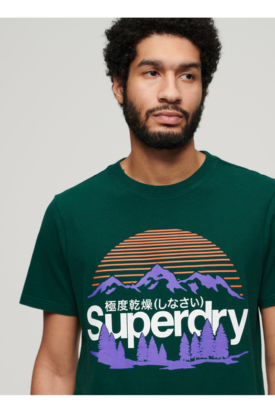 SUPERDRY Bisiklet Yaka Baskılı Koyu Yeşil Erkek T-Shirt M1011911A8UM_GREAT OUTDOORS NR GRAP