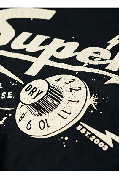SUPERDRY Bisiklet Yaka Baskılı Siyah Erkek T-Shirt M1011918A12A_RETRO ROCKER GRAPHIC T