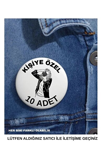 Hediyexpres Büyük Boy Kişiye Özel Tasarım Rozet 10 Adet 58mm