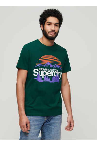 SUPERDRY Bisiklet Yaka Baskılı Koyu Yeşil Erkek T-Shirt M1011911A8UM_GREAT OUTDOORS NR GRAP