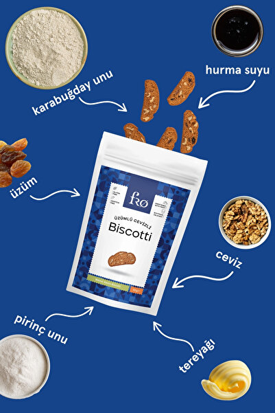 FRO 3'lü Üzümlü Cevizli Biscotti Glutensiz Sağlıklı Atıştırmalık 3x50gr