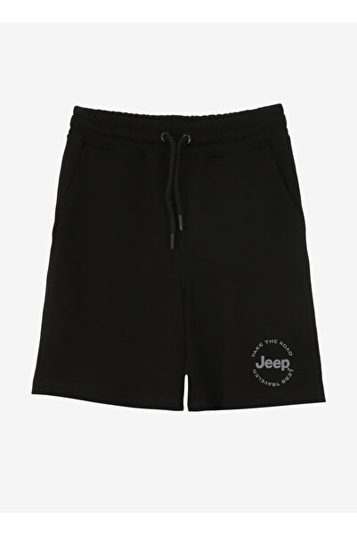Jeep Siyah Erkek Çocuk Relaxed Baskılı Şort C4SB-SHT4002