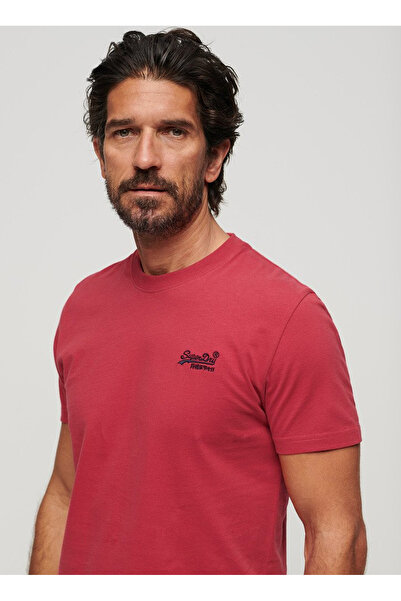SUPERDRY Bisiklet Yaka Düz Kırmızı Erkek T-Shirt M1011245A2DI_ESSENTIAL LOGO EMB TEE