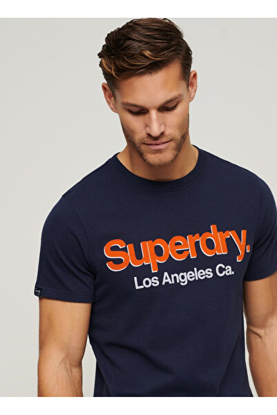 SUPERDRY Bisiklet Yaka Baskılı Lacivert Erkek T-Shirt M1011985A97T_CORE LOGO CLASSIC WASH