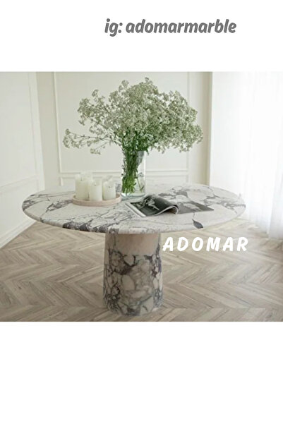 adomarmarblehandmadeandluxury Menekşe Yemek Masası, Gerçek Mermer Masa, Calac...