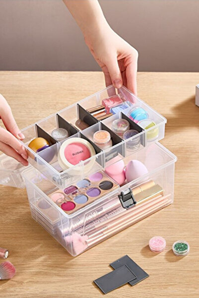 Sunplast Ayarlanabilir Plastik Bölmeli Çok Amaçlı Kutu Hobi Makyaj Takı Organ...