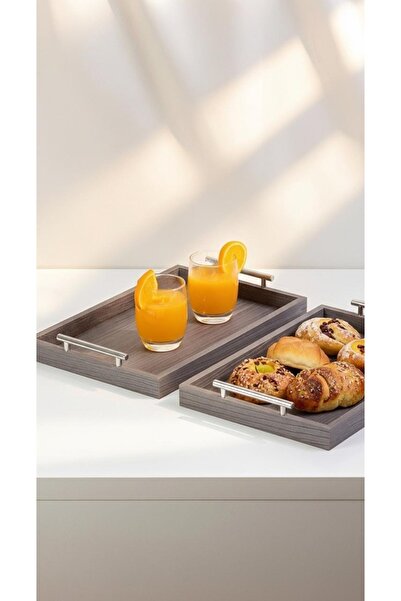 Generic صواني تقديم خشبية فاخرة : الكبير 47×35 سم الصغير 42×30 سم