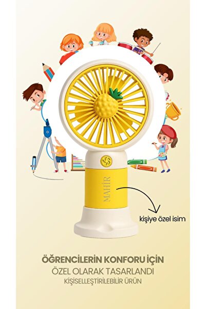 MetaForce Kişiye Özel İsimli Mini Fan Soğutucu Vantilatör Kişiselleştirilmiş Hediyelik Şarjlı Mini Fan