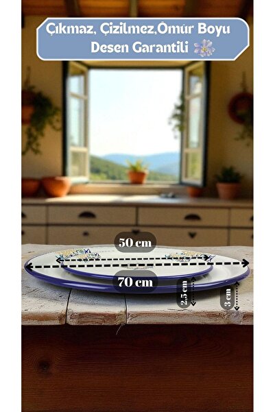 İnci Emaye 70-50 No Enamel Sini Tableware, Food Presentation Tray, Floor Tableware Zinc ~68 cm