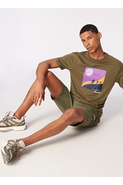 Discovery Expedition Haki Erkek Bisiklet Yaka Relaxed Baskılı T-Shirt D4SM-TS...
