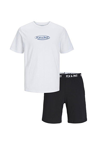 Jack & Jones Baskılı Beyaz Erkek Çocuk T-Shirt JACOLIVER SS TEE AND SHORTS SET JNR