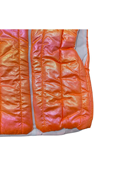 OEM Children's thick orange holographic vest with white zipper