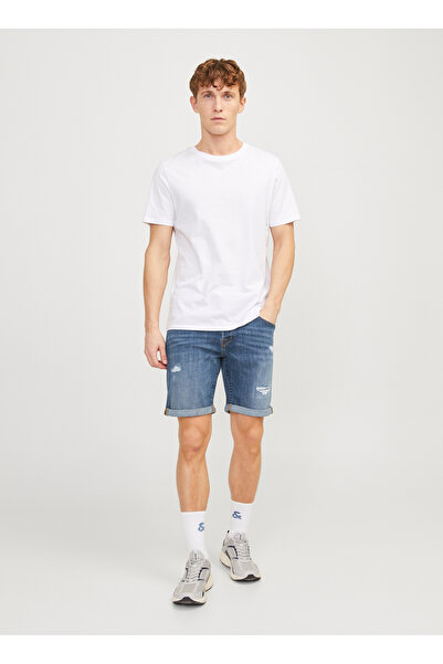 Jack & Jones Mavi Erkek Standart Bel Regular Fit Denim Şort JJIRICK JJFOX SHORTS 50SPS CB 039 S