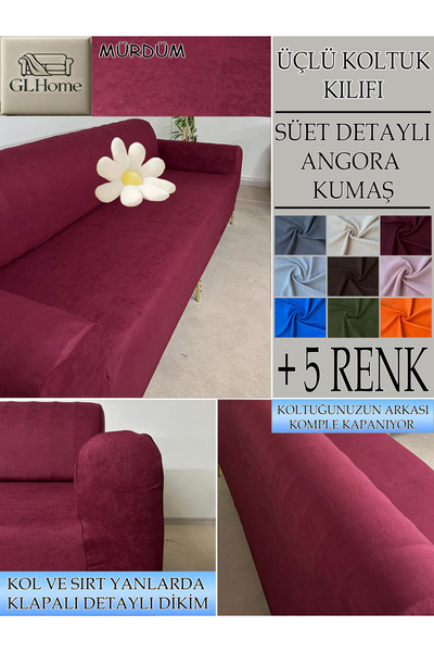 Home SÜET ŞÖNİL KUMAŞ 3Lü Komple Giydirme Kanepe & Çekyat, Bohem, Porto, Vb. Model Koltuk Kilifi