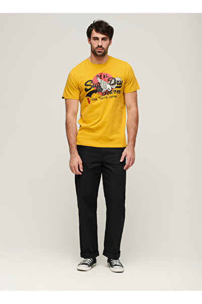 SUPERDRY Bisiklet Yaka Baskılı Sarı Erkek T-Shirt M1011897A7SD_TOKYO VL GRAPHIC T SHI