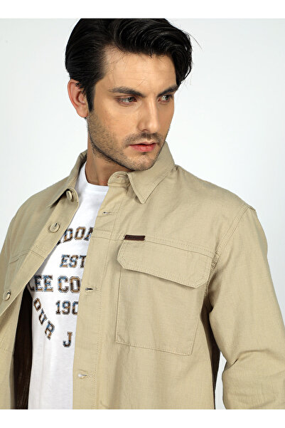 Lee Cooper Ανδρικό μπουφάν Regular Fit Beige 242 LCM 231003 NEWKAR BEIGE