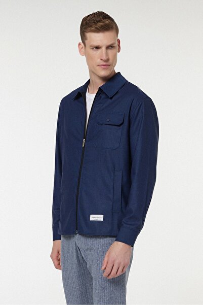 Andrea Nicolotti Тъмносиня риза с цип M12-6A-XXL