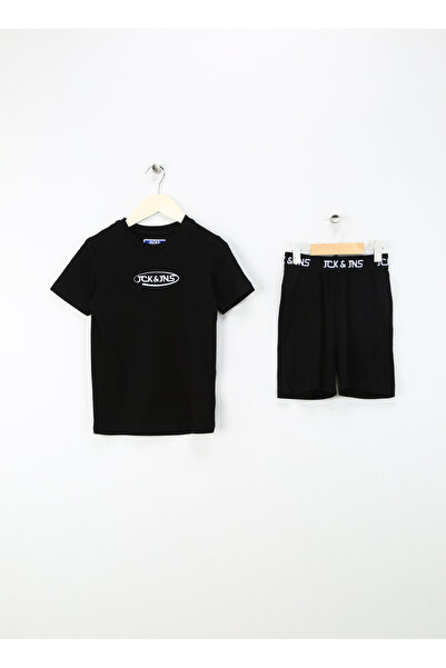 Jack & Jones Baskılı Siyah Erkek Çocuk T-Shirt JACOLIVER SS TEE AND SHORTS SET JNR