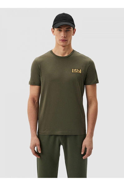 EA7 Bisiklet Yaka Haki Erkek T-Shirt 3DPT07PJM9Z