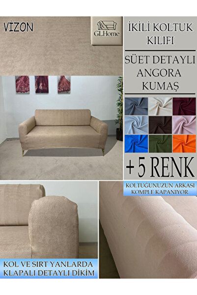 Home SÜET ŞÖNİL KUMAŞ ÇİFT KİŞİLİK KOMPLE GİYDİRME 2'Lİ KANEPE, BOHEM, vb MODEL KOLTUK KILIFI