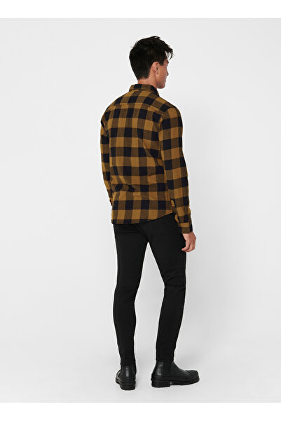 Only & Sons Dar Kahve Kareli Erkek Gömlek ONSGUDMUND LS CHECKED SHIRT NOOS