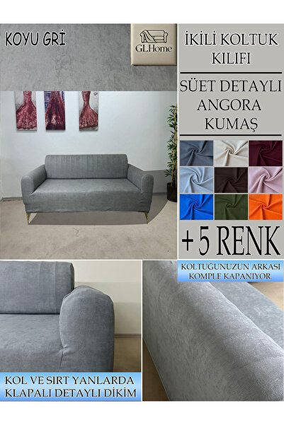 Home SÜET ŞÖNİL KUMAŞ ÇİFT KİŞİLİK KOMPLE GİYDİRME 2'Lİ KANEPE, BOHEM, vb MOD...
