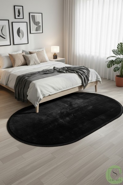 SERENİTA KAYMAZ TABAN SİYAH POST/PELUŞ DÜZ SAÇAKLI MODERN OTURMA ODASI SALON ...